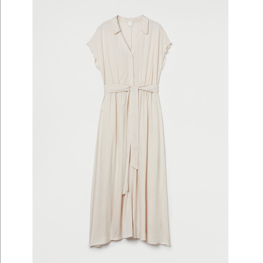 H&M beige shirt midi dress
